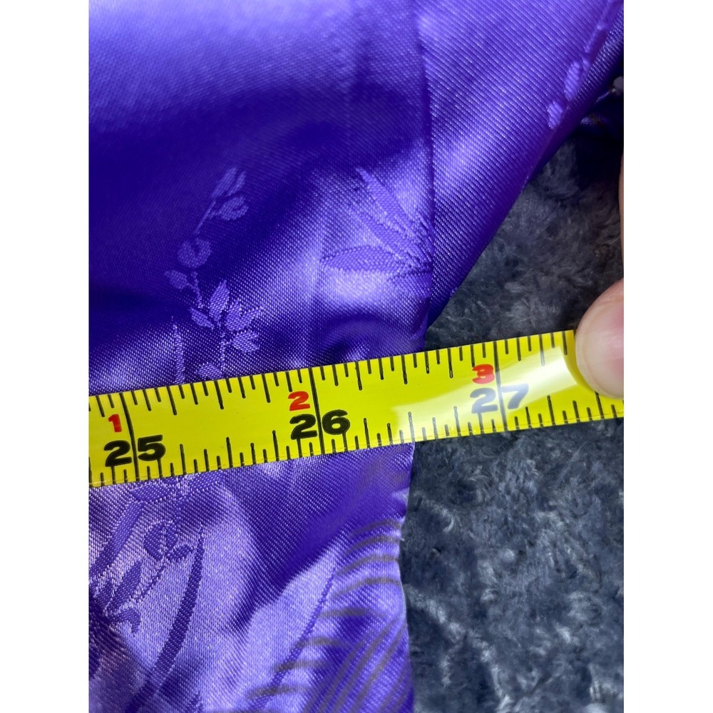 Vintage Marukyo Kyoto Tokyo Japanese Kimono Women Purple Floral Crane Satin - Picture 3 of 6